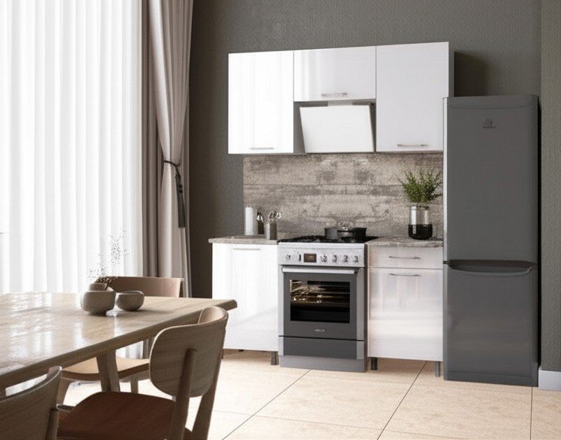 Кухня Танго 1,6 м с окапом, Белый