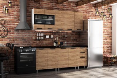 Кухня Крафт 2 м, Крафт, Черный янтарь