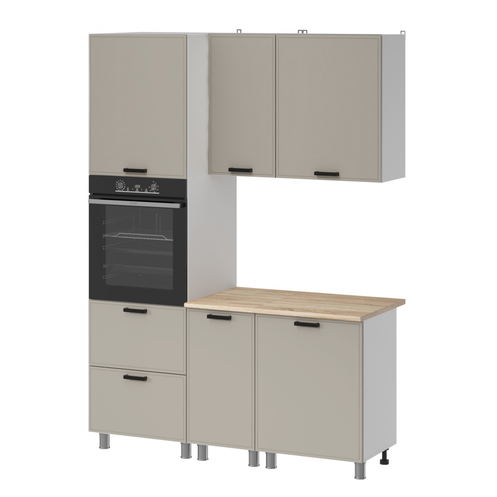 Кухня Аленушка 1,6 м ПД Магнолия Керамика,скоба черный,сонома