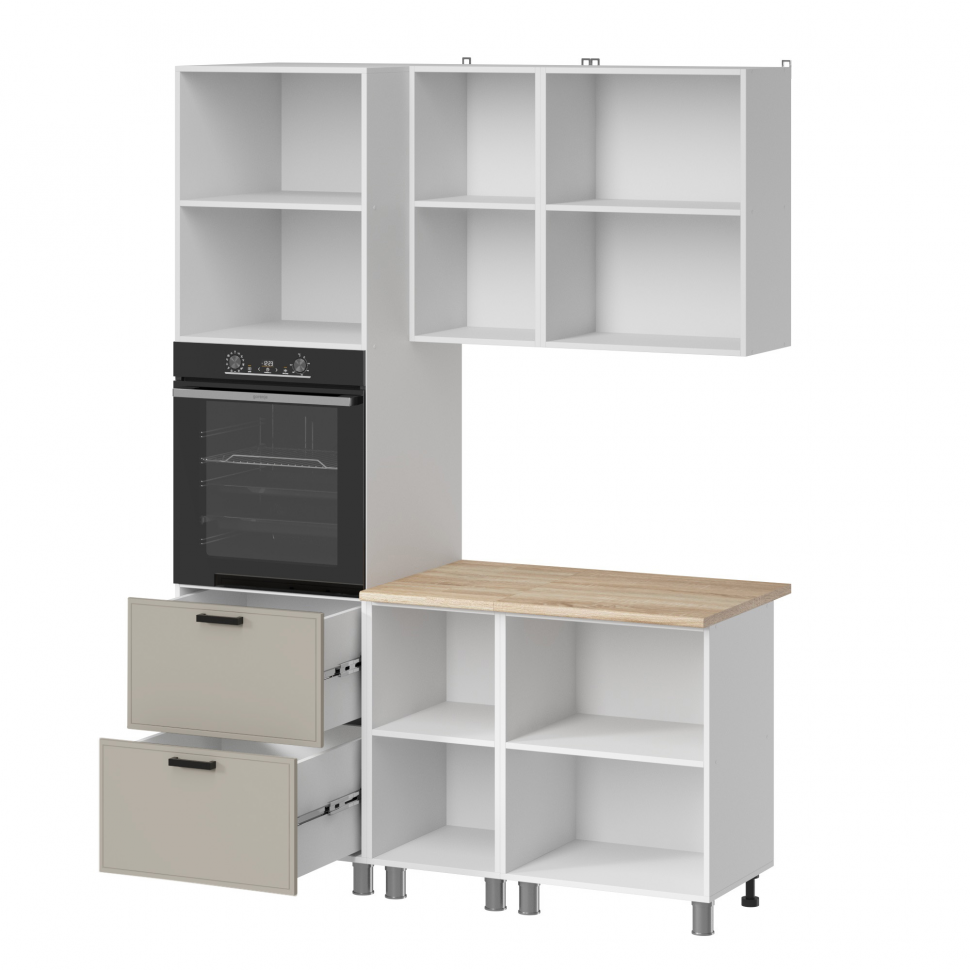 Кухня Аленушка 1,6 м ПД Магнолия Керамика,скоба черный,сонома