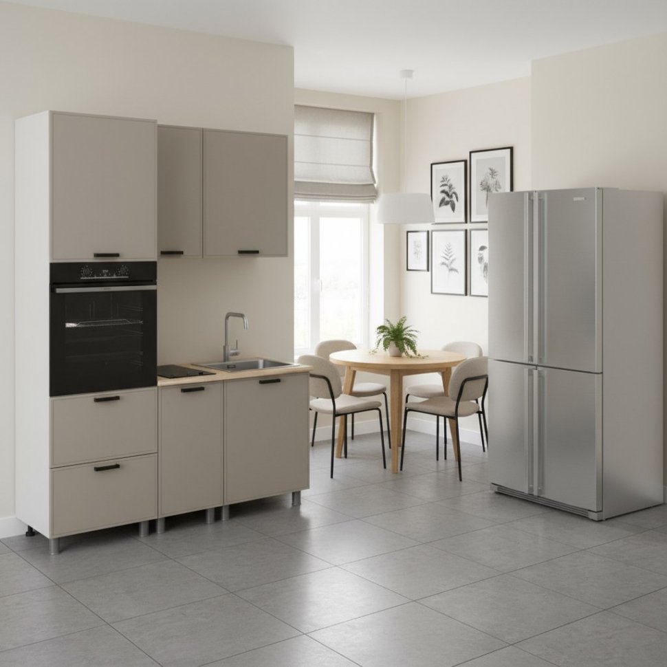 Кухня Аленушка 1,6 м ПД Магнолия Керамика,скоба черный,сонома