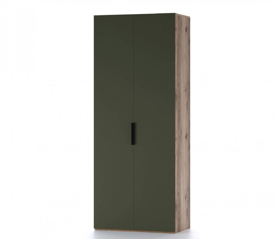 Харди шкаф двухдверный глухой Дуб Делано Темный / Зеленый