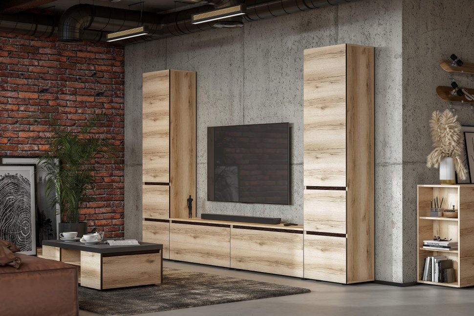 Шкаф-пенал для одежды Берген (Арника) Дуб Делано