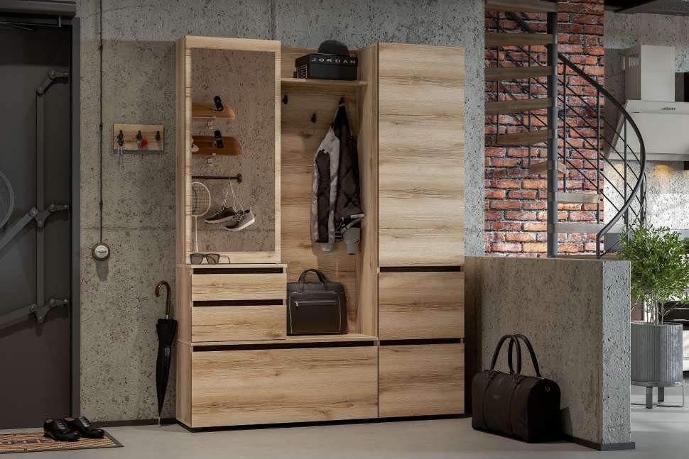 Шкаф-пенал для одежды Берген (Арника) Дуб Делано