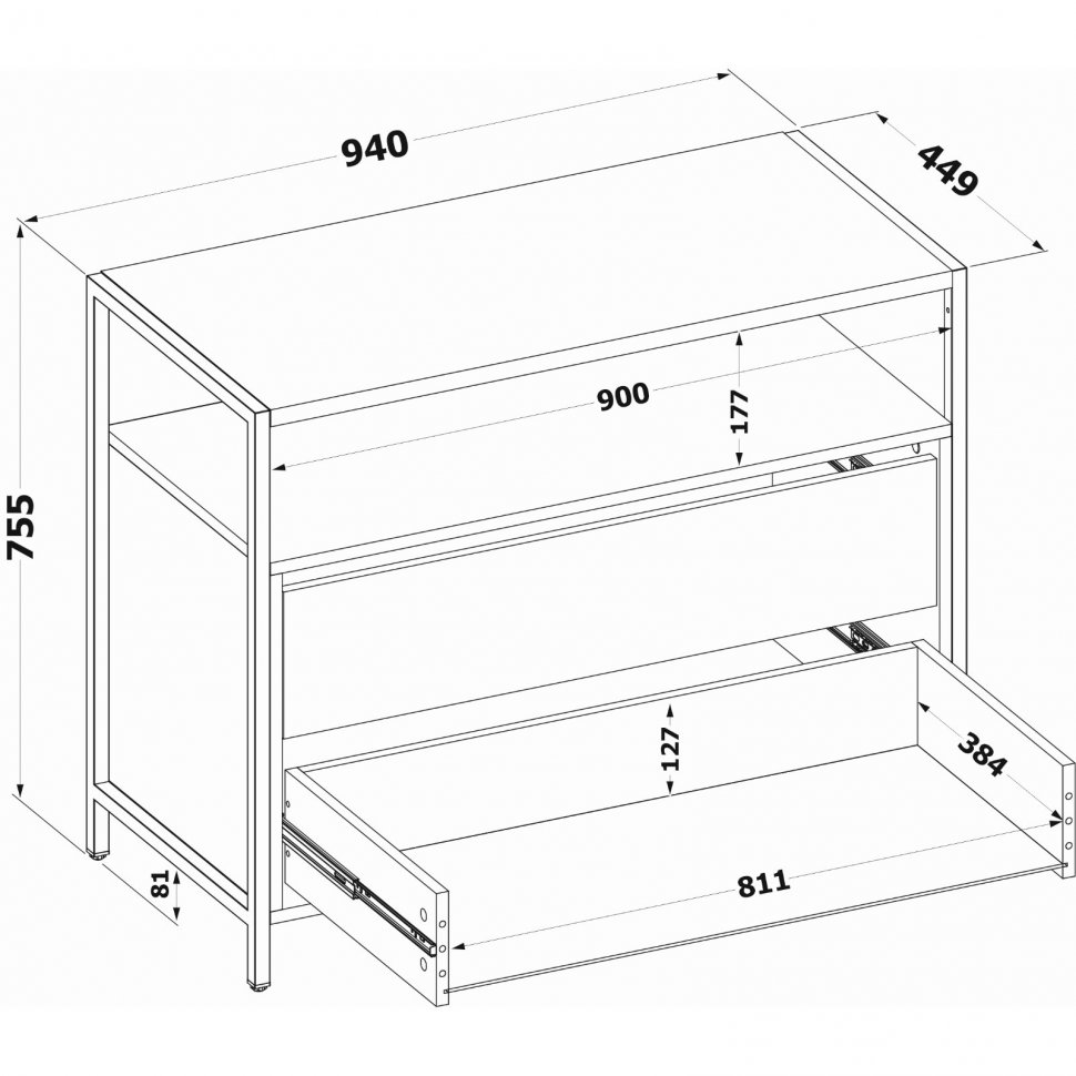 Комод Т-400 Бетон