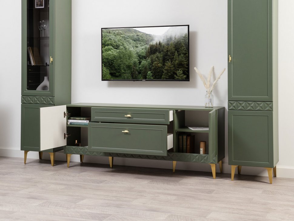 Гостиная Марион-1 Дымчатый зеленый / Олива шагрень