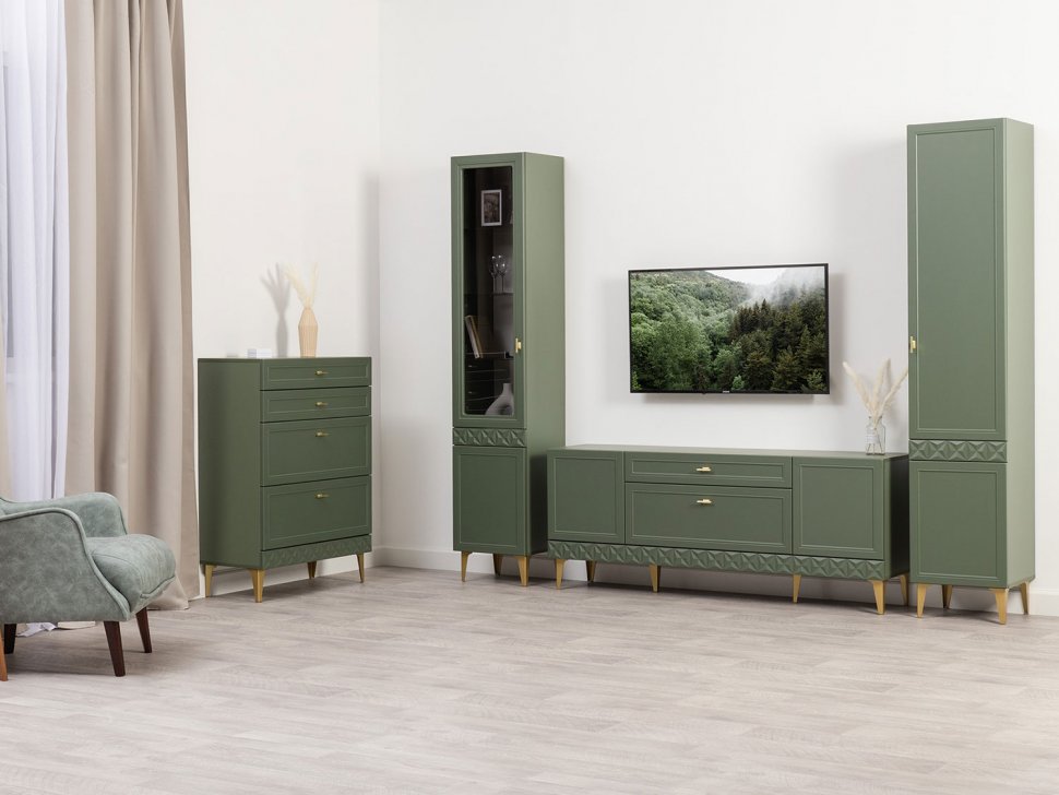 Гостиная Марион-1 Дымчатый зеленый / Олива шагрень