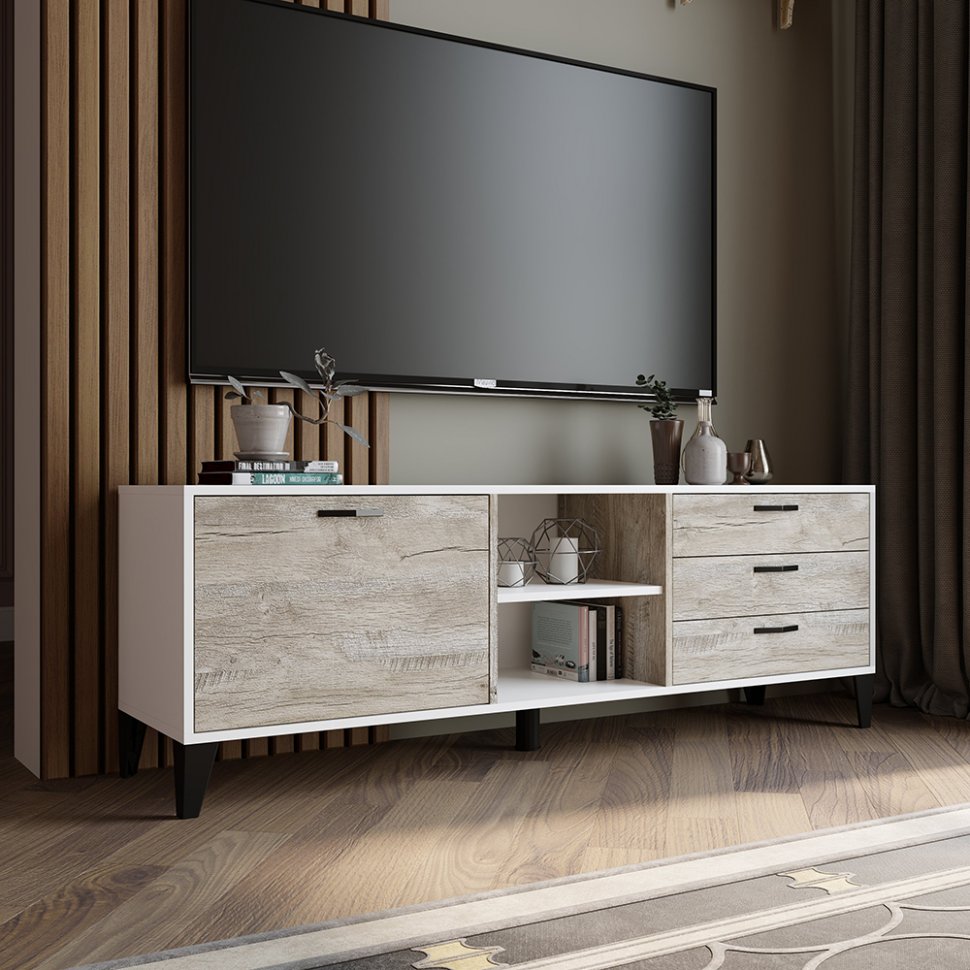 Тумба ТВ Парус-9 (ТЭКС) Белый/Дуб Юкон