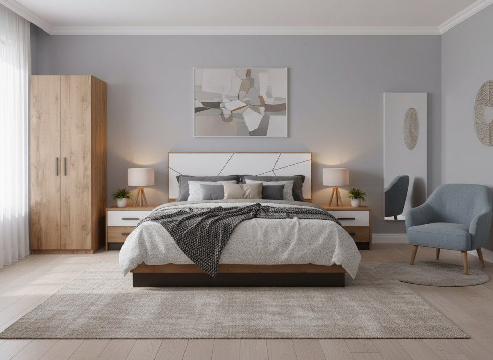 Кровать Гамма с ортопедическим основанием 54.16 Таксония/Белый