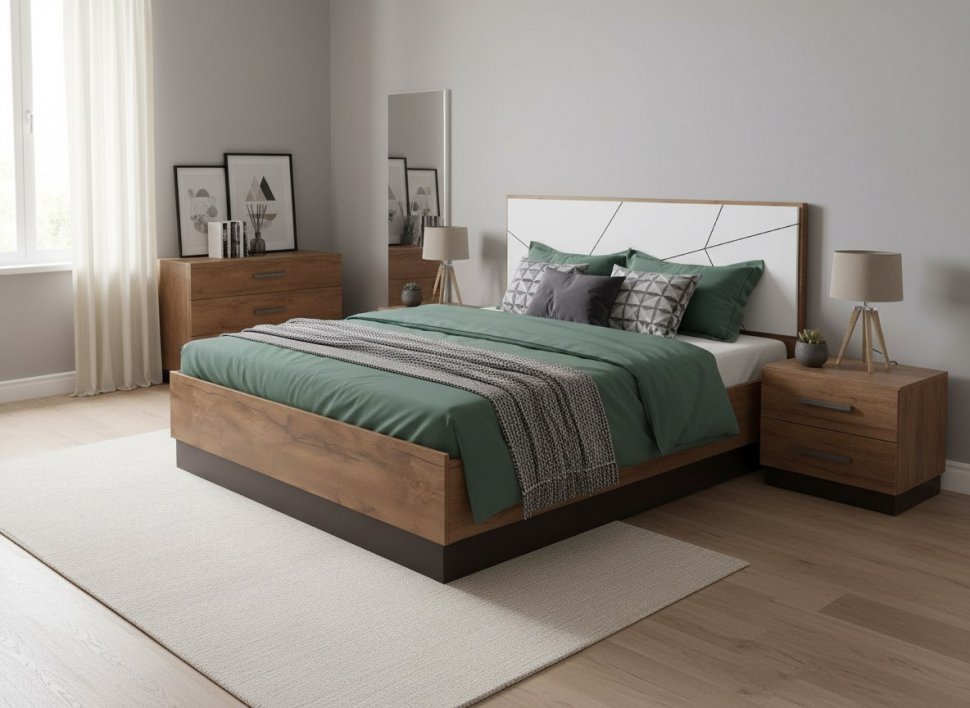 Кровать Гамма с ортопедическим основанием 54.16 Таксония/Белый