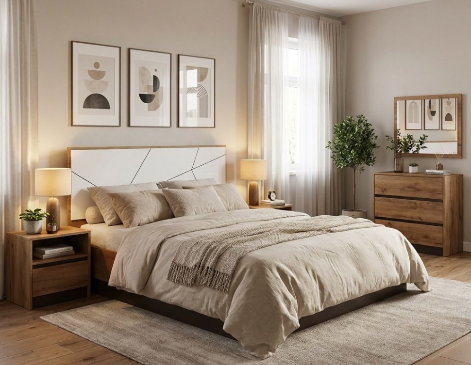 Кровать Гамма с ортопедическим основанием 54.16 Таксония/Белый