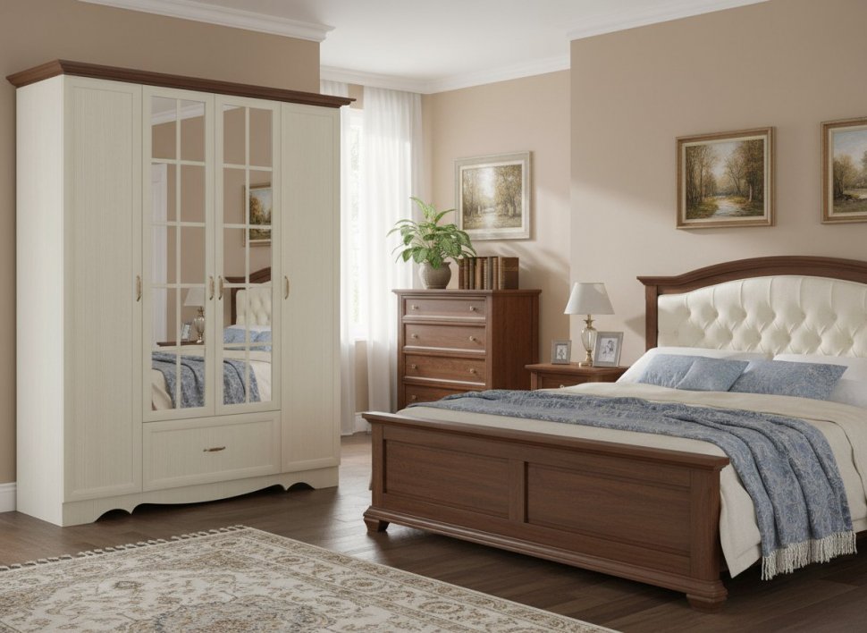 Латте 4 Шкаф четырехдверный Бодега Светлый / Орех Донской