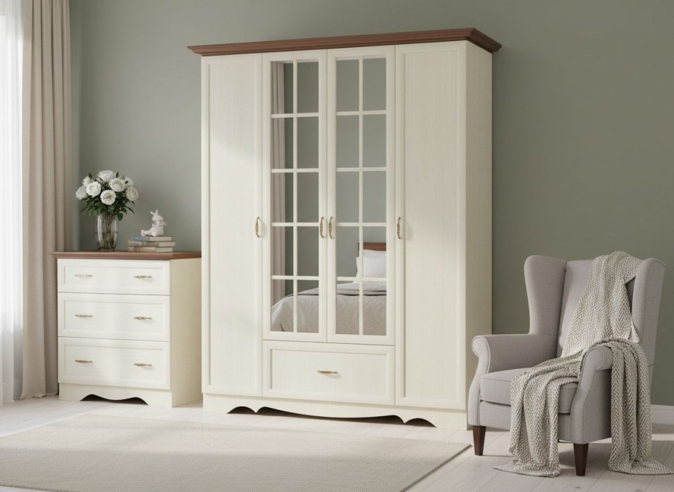 Латте 4 Шкаф четырехдверный Бодега Светлый / Орех Донской