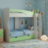 Карамель 77-02 кровать-чердак 2х этажная Ясень Анкор светлый / Зеленый