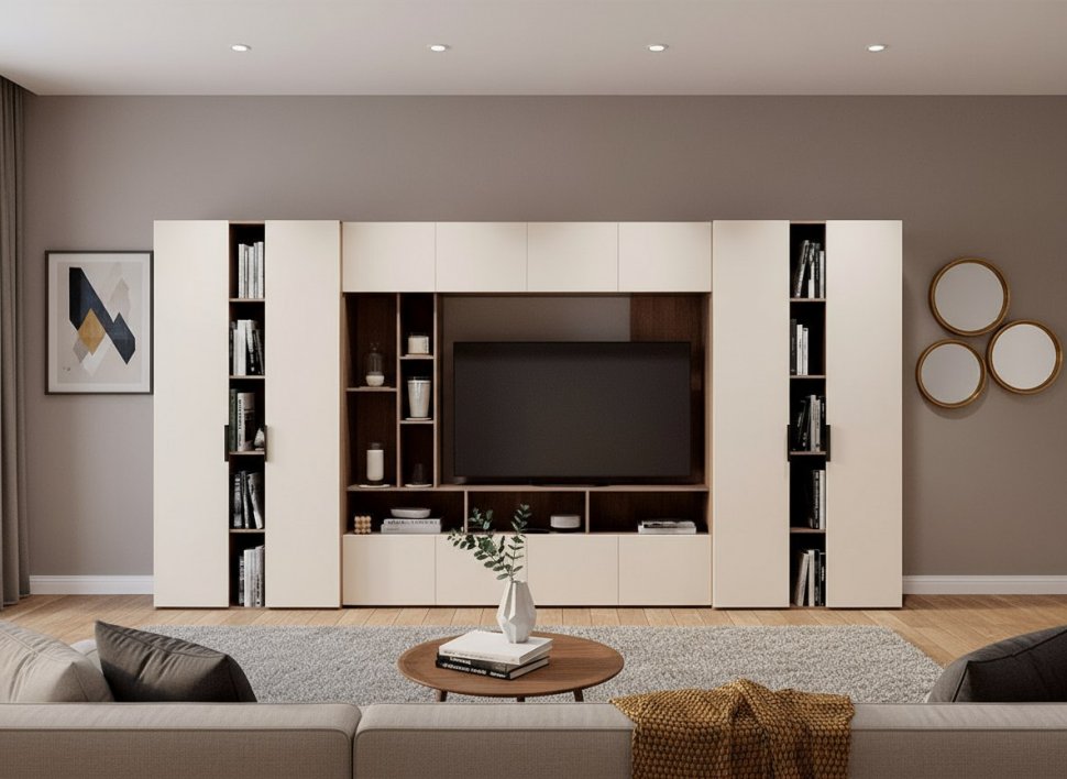 Гостиная Харди 1 Дуб Делано Темный / Белый