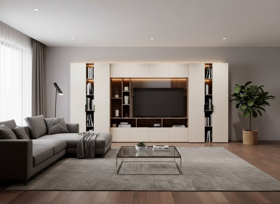 Гостиная Харди 1 Дуб Делано Темный / Белый