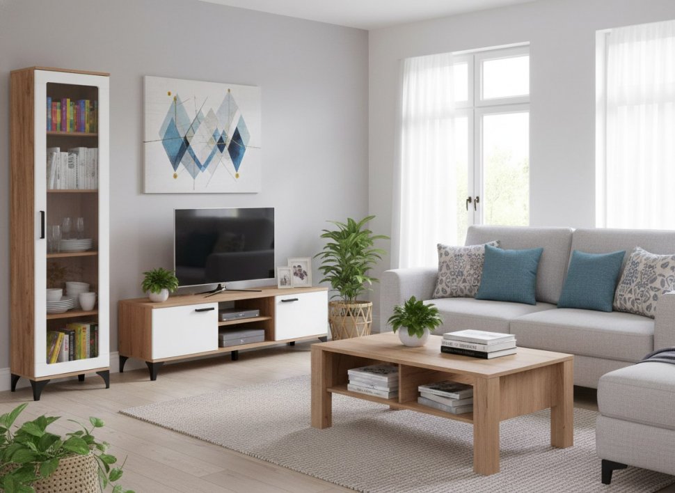 НМ 013.06 Марсель шкаф-пенал Дуб Крафт табачный/Меренга