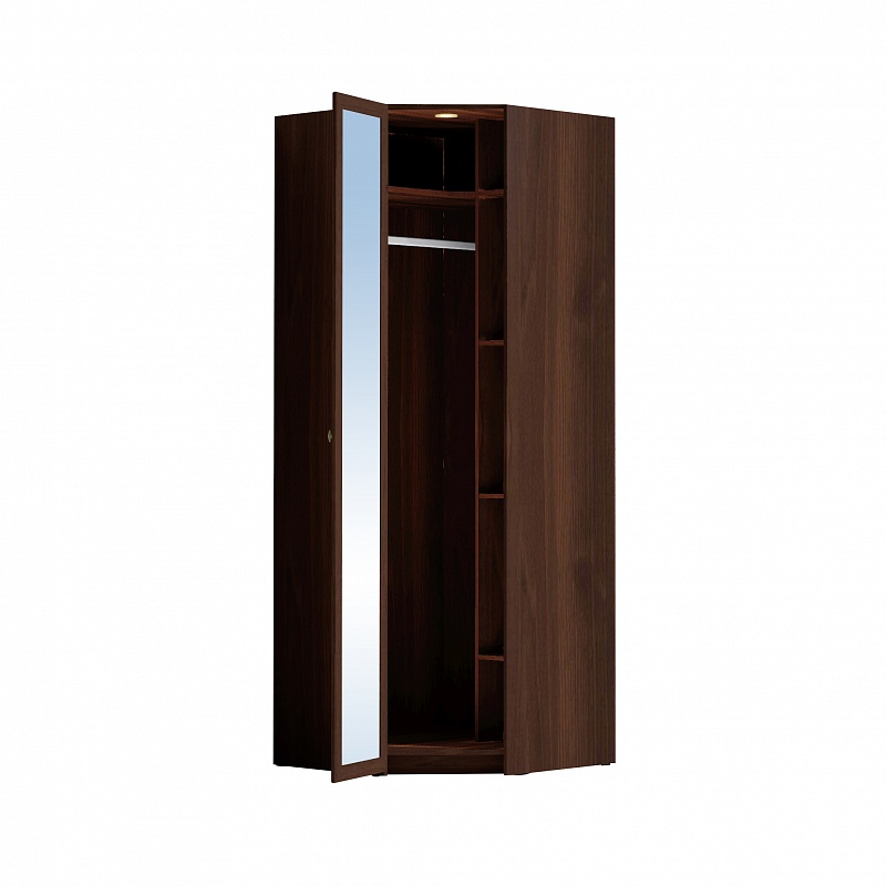 Шкаф угловой с зеркалом Sherlock 63 Глазов (Орех шоколадный)