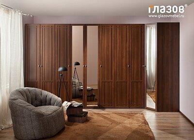 Шкаф угловой с зеркалом Sherlock 63 Глазов (Орех шоколадный)