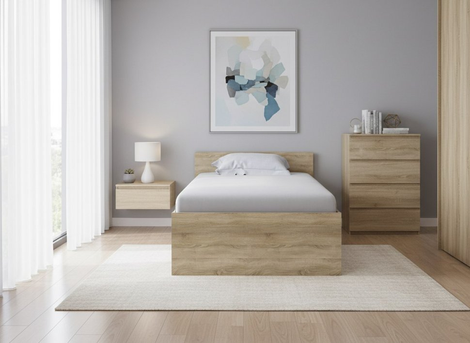 Кровать Симпл НМ 011.53-02 дуб сонома