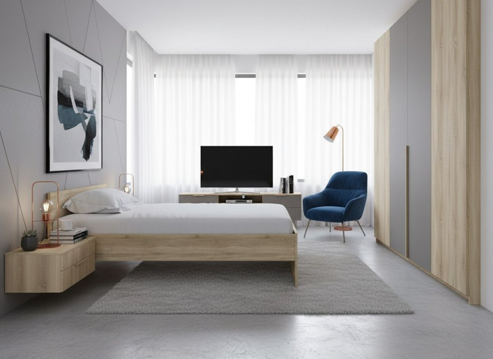 Кровать Симпл НМ 011.53-02 дуб сонома