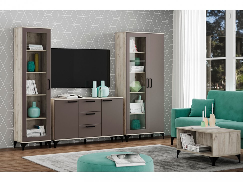 НМ 013.51 Марсель шкаф-пенал Дуб Крафт серый/Софт графит