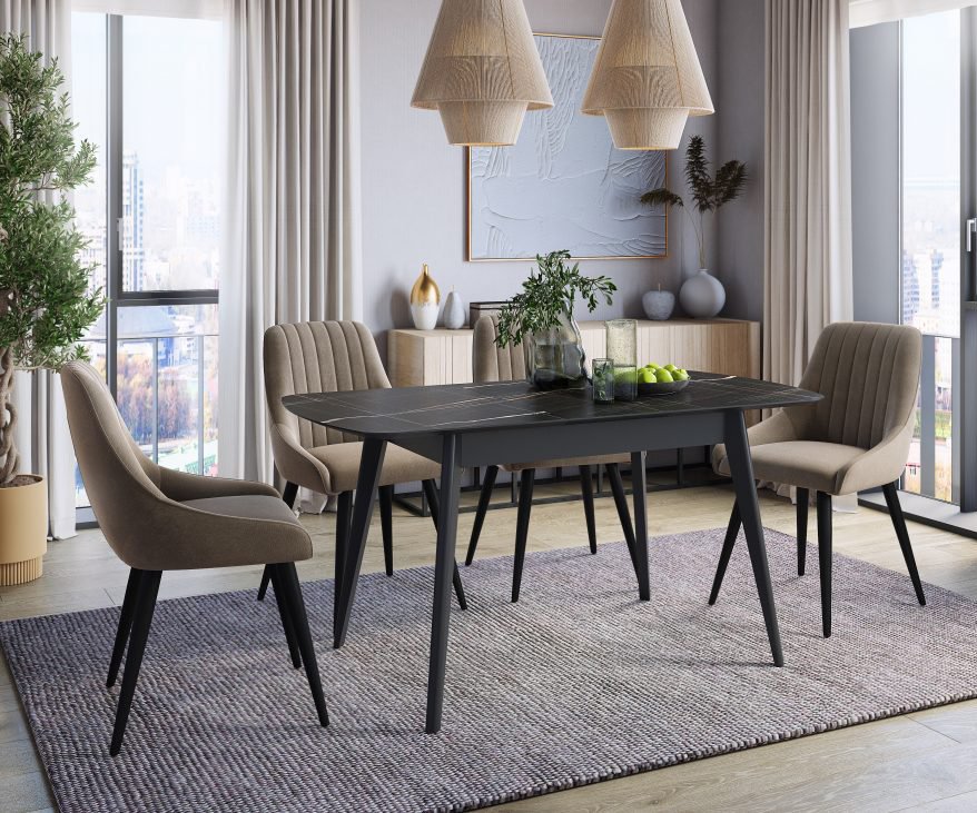 Стол обеденный раздвижной 110х70 Прайм (MLK) Черный Тунис