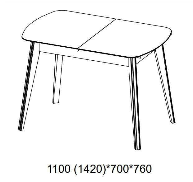 Стол обеденный раздвижной 110х70 Прайм (MLK) Черный Тунис