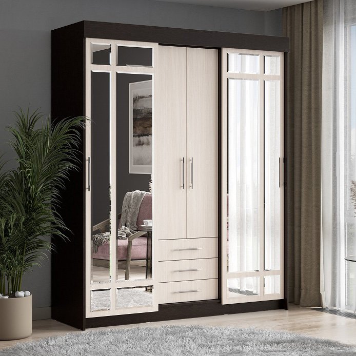 Шкаф-купе Фортуна (Интерьер Центр) 1700 Венге/Дуб белфорд