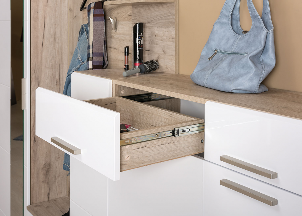 Лайн Шкаф 10.16 Дуб серый/Белый глянец