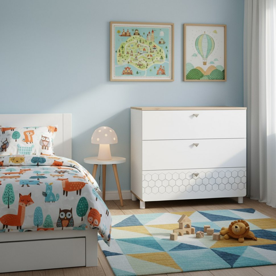 Эйп комод 13.322 Белый/Дуб белый