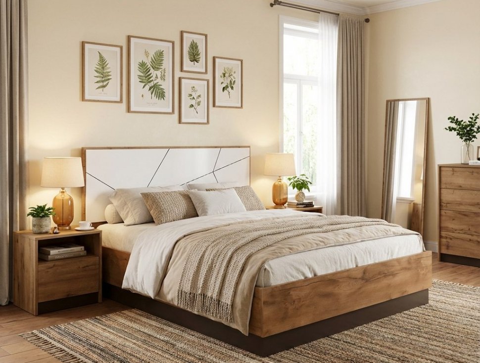 Кровать Гамма с подъемным механизмом 54.15 Таксония/Белый