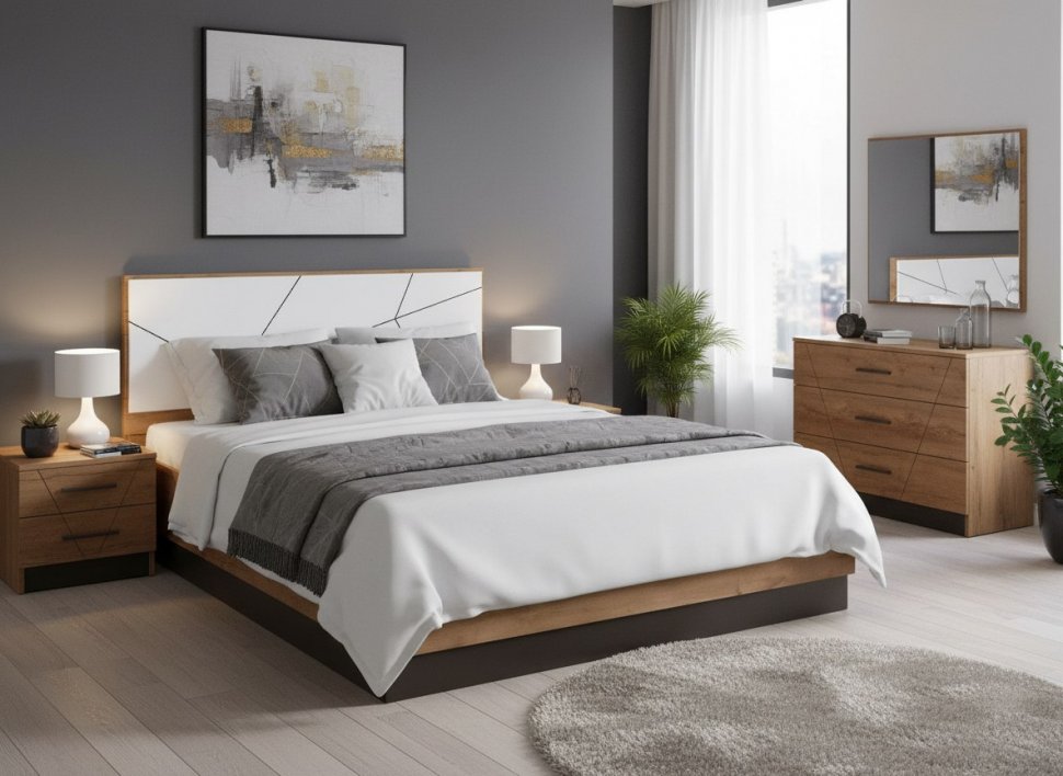 Кровать Гамма с подъемным механизмом 54.15 Таксония/Белый