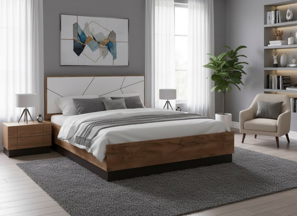 Кровать Гамма с подъемным механизмом 54.15 Таксония/Белый