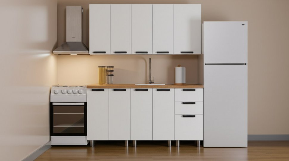 Кухня Аленушка 1,6 м Лаванда Молочный/Молочный,черный (без столешницы)