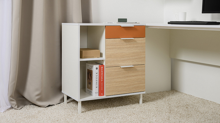 Марвэл Тумба 16.160 Белый PE шагрень / Плэйн / Безмолвная Пустыня