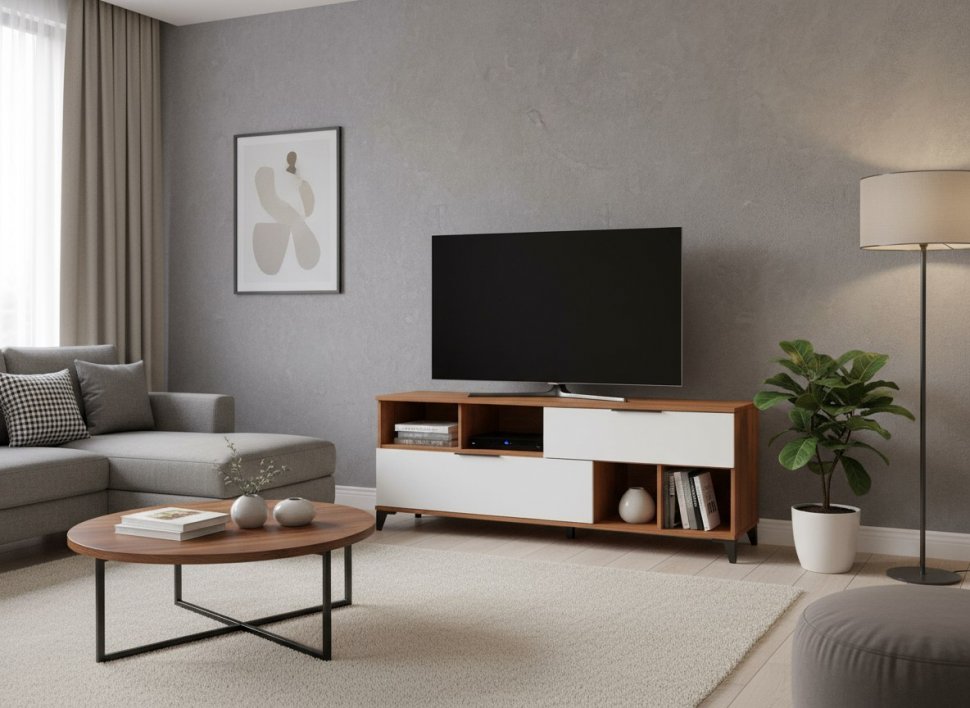 Харди тумба ТВА большая Дуб Делано Темный / Белый