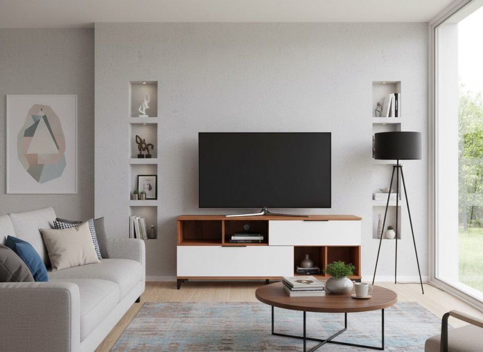 Харди тумба ТВА большая Дуб Делано Темный / Белый