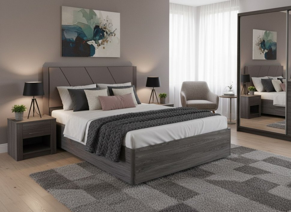 НМ 011.75-02 кровать Summit / ясень анкор тёмный / графит софт