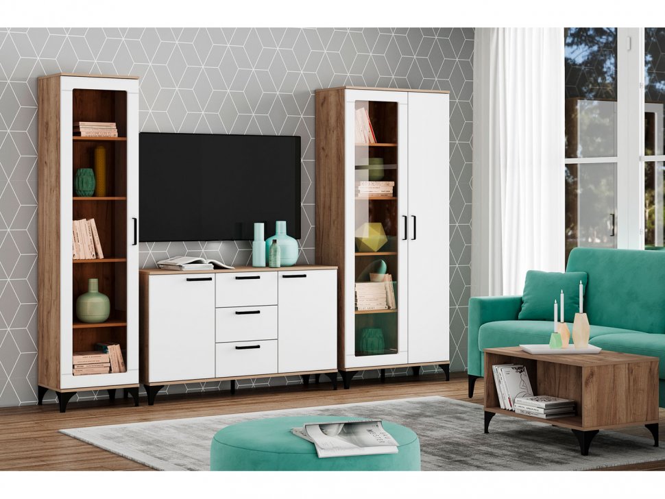 НМ 013.51 Марсель шкаф-пенал Дуб Крафт табачный/Меренга