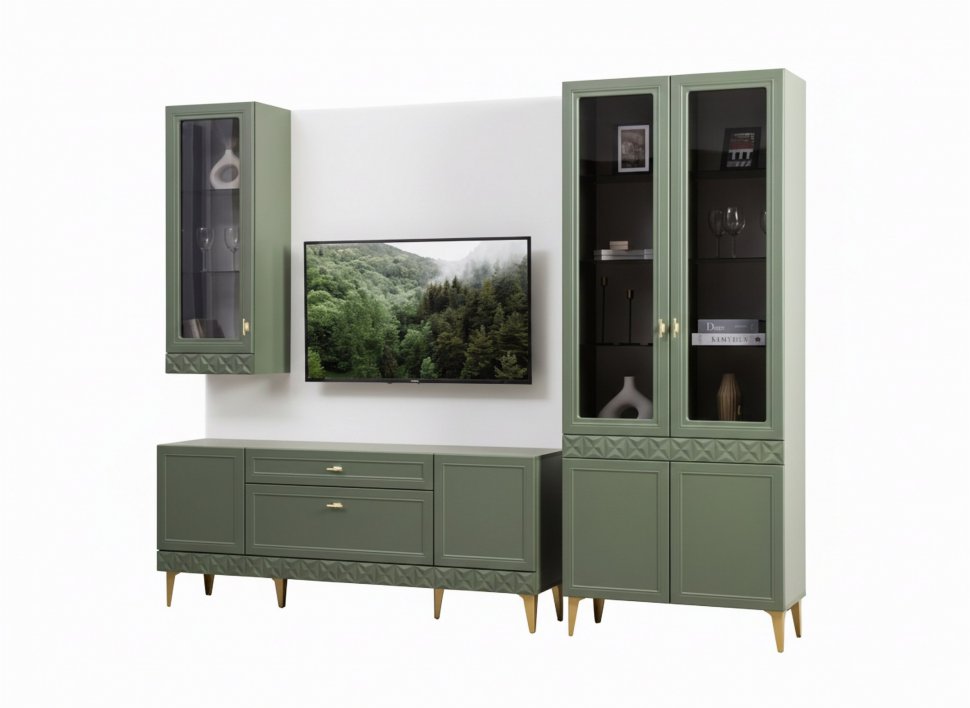 Гостиная Марион-3 Дымчатый зеленый / Олива шагрень