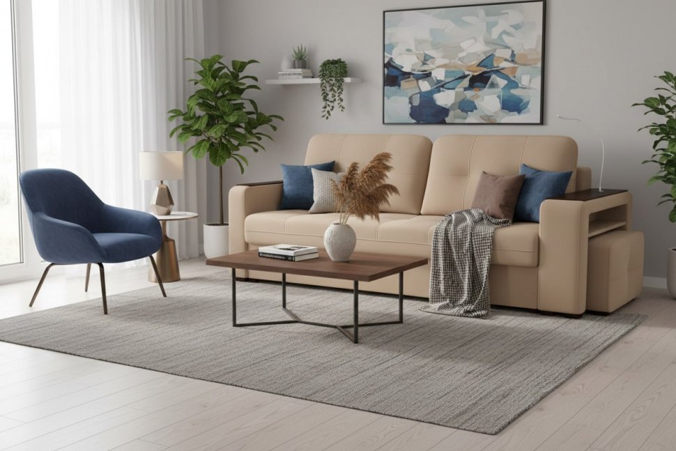 Диван Smart 4 пуф справа Б3-3Т-Б4 СК Велюр Velutto 05