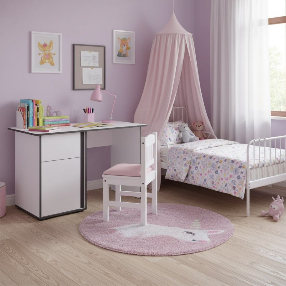 Стол письменный Асцелла, Белый, Графит серый