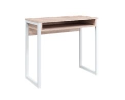 Стол письменный Леонардо на металлических опорах (Ясень шимо светлый/Белый)