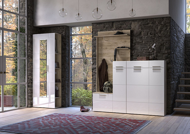 Лайн Шкаф для одежды 08.122 Дуб серый/Белый глянец