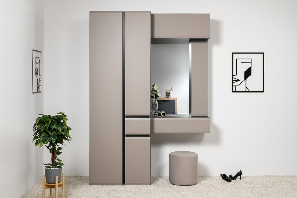 Сидней шкаф комбинированный 13.18 Антрацит / Капучино