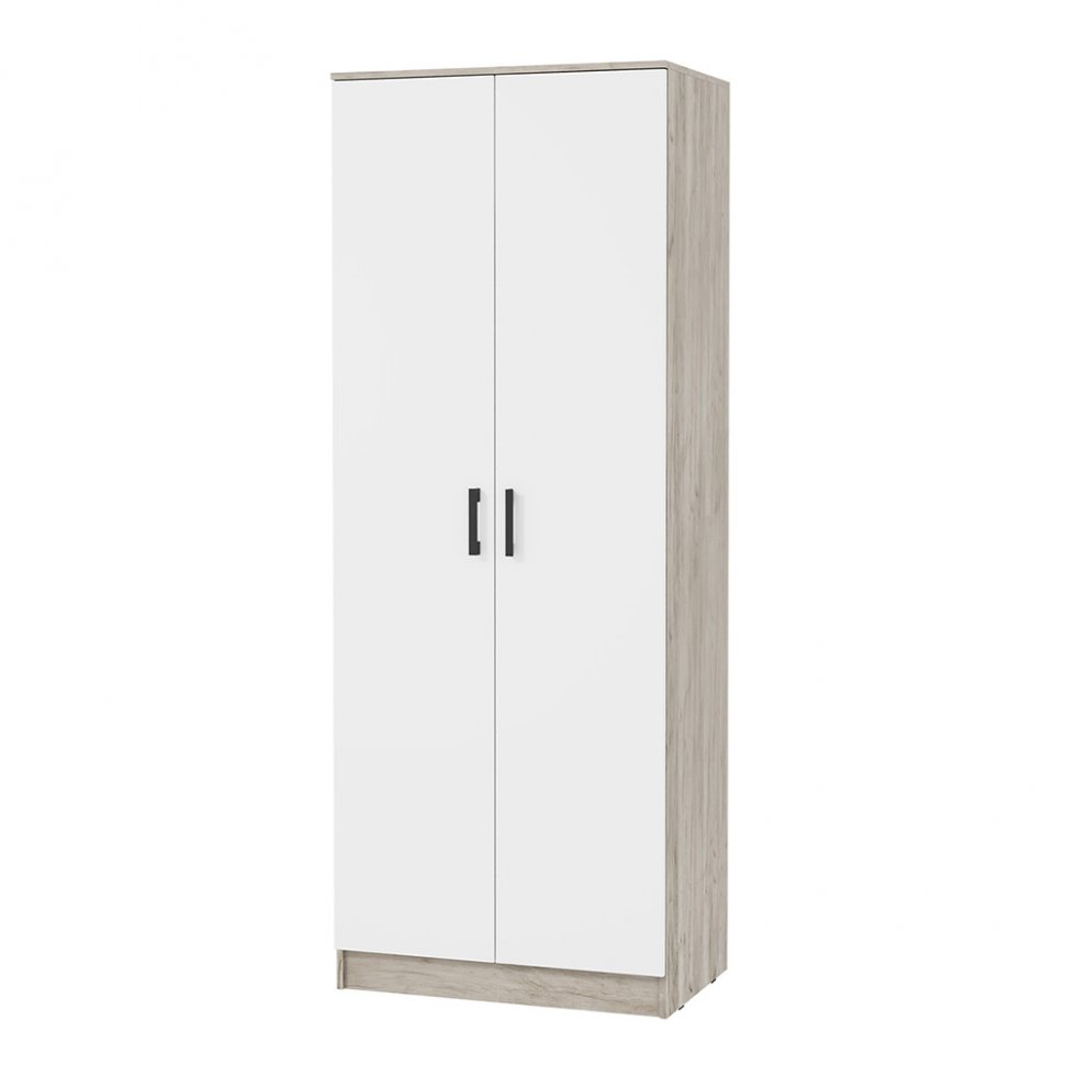 Шкаф двухстворчатый Ронда ШК-20, Дуб крафт серый, Белый