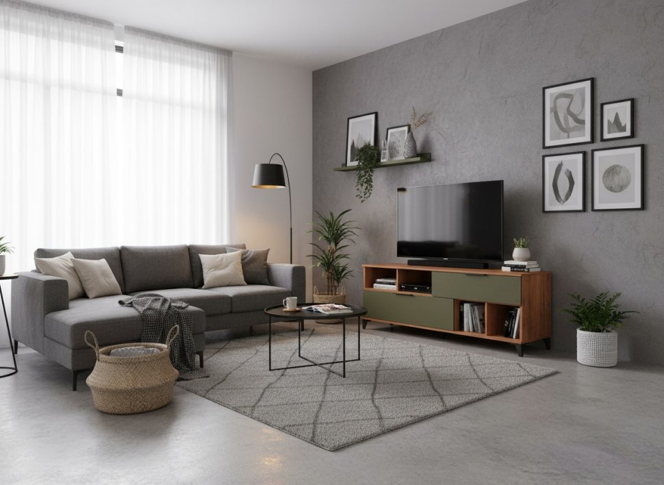 Харди тумба ТВА большая Дуб Делано Темный / Зеленый