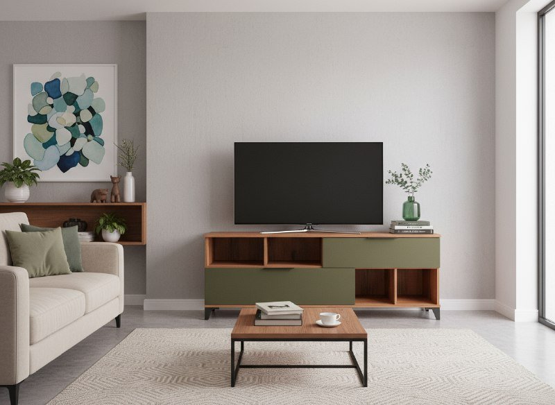 Харди тумба ТВА большая Дуб Делано Темный / Зеленый