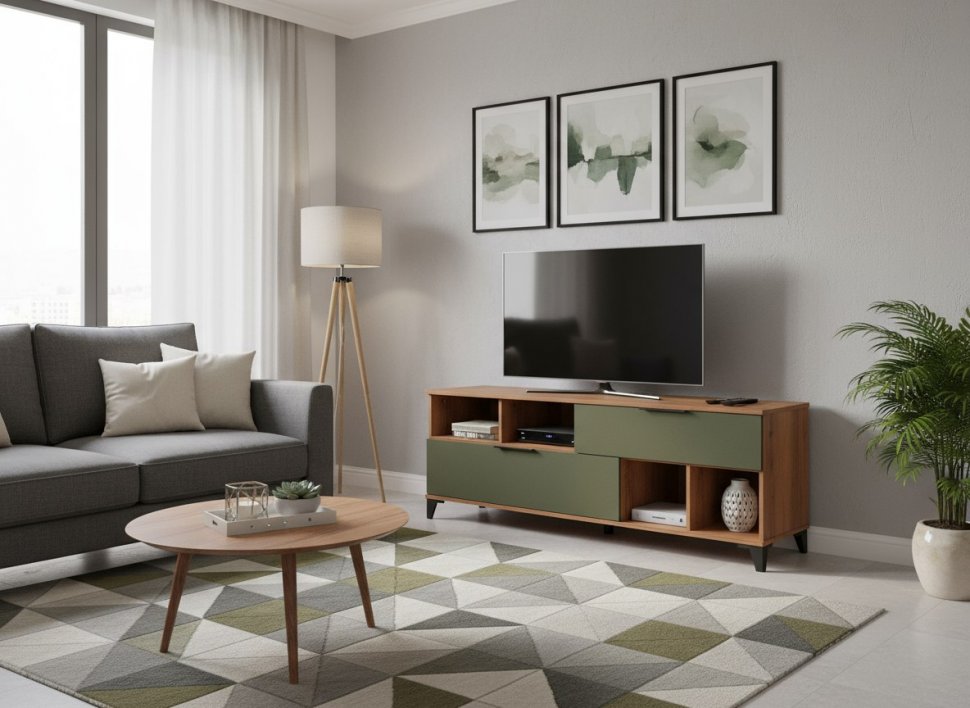 Харди тумба ТВА большая Дуб Делано Темный / Зеленый